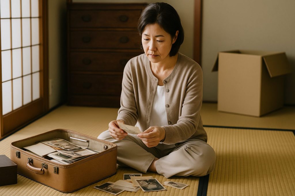 遺品整理している60代女性の写真