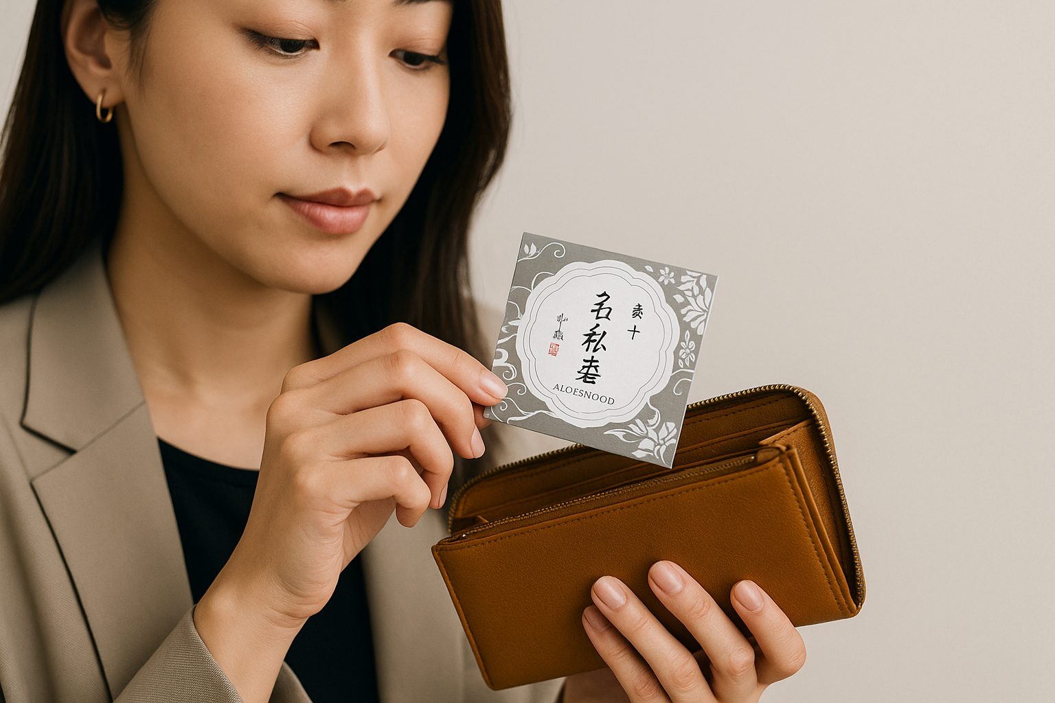 財布に匂袋を入れている写真